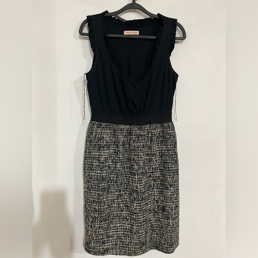 Rebecca Taylor tweed dress size 4 black white